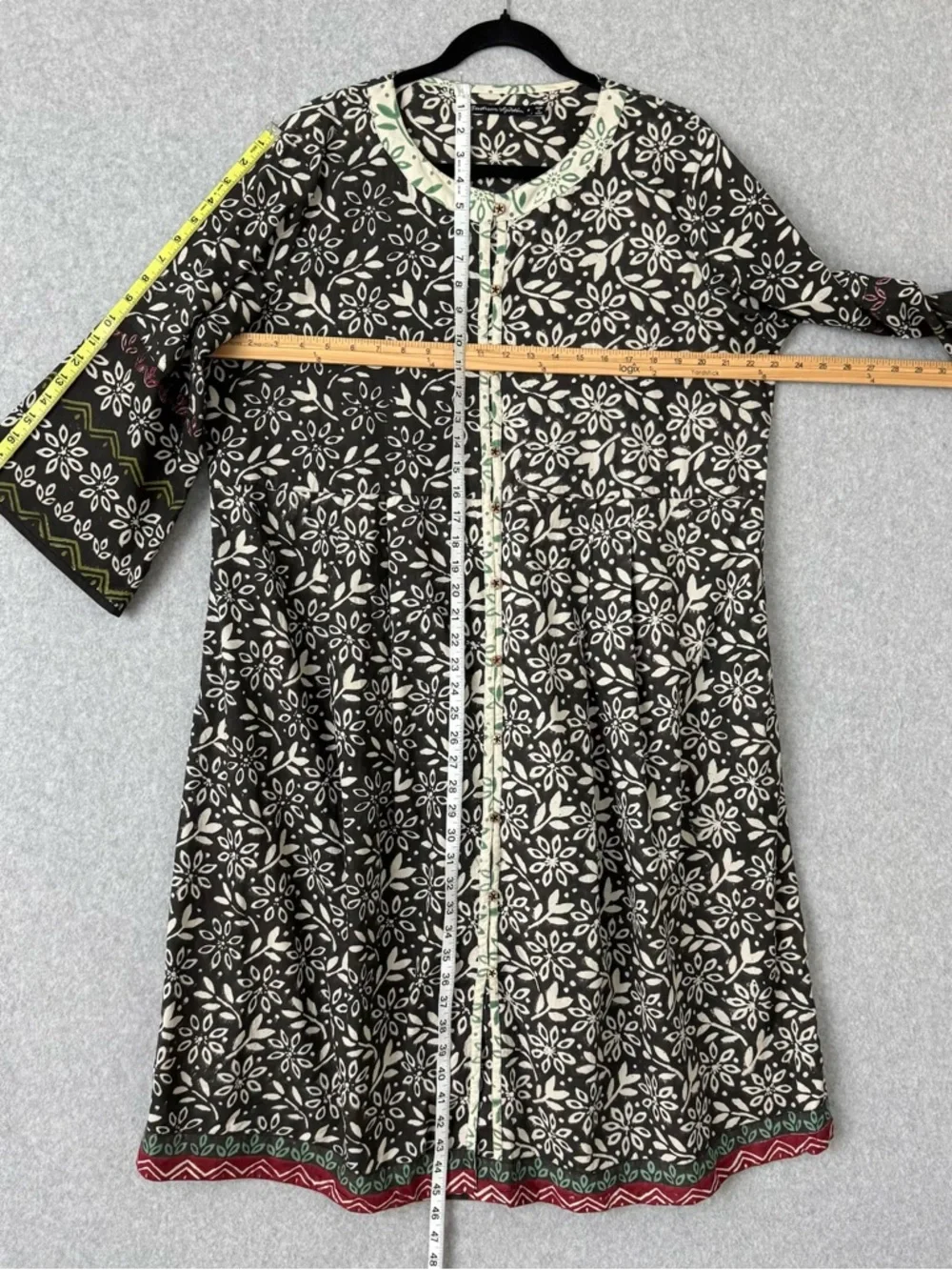 Gudrun Sjoden Dress Size Medium Oversized Floral Button Front Lagenlook Kaftan - Picture 15 of 16